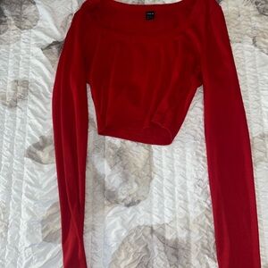 Women's Red Long Sleeve Top